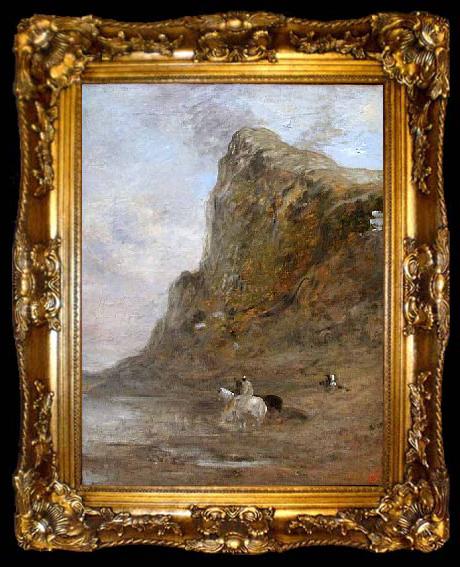 framed  Eugene Fromentin Moroccan Horsemen at the Foot of the Chiffra Cliffs, ta009-2